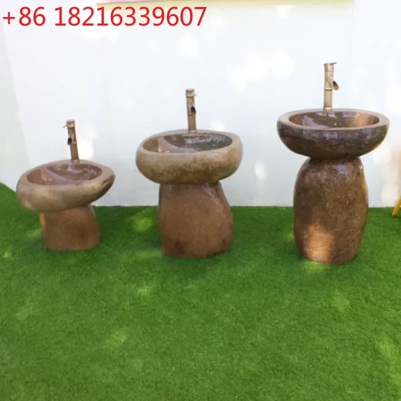 YAO Kindergarten Outdoor Pebble Wash Basin Stone Integrated Sink for School Park Playground Durable Natural Stone Hand Washing