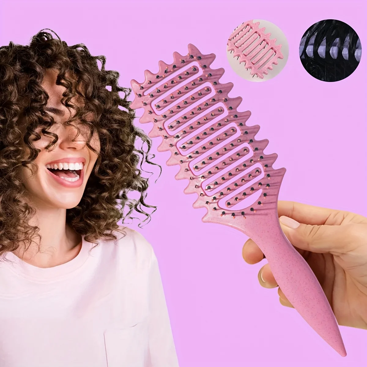 Curl Define Styling Brush Hollow Out Detangling Hair Brush Tangled Wet Curly Hair Comb Shaping Curls Barber Hairdressing Tools