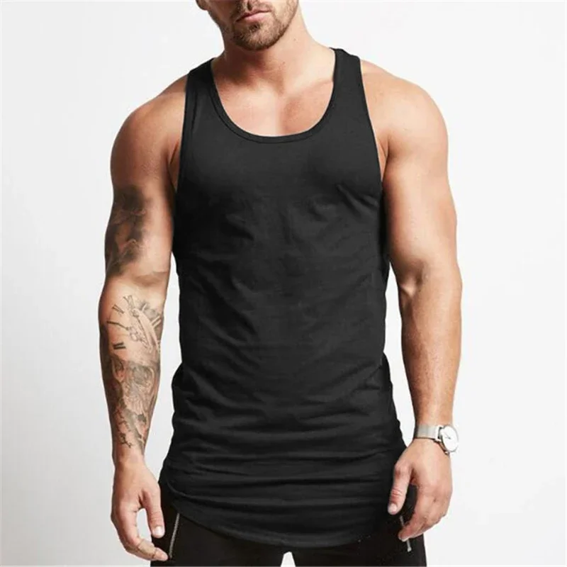 Bodybuilding New Brand Solid Tank Top Men Stringer Tanktop Fitness Singlet Sleeveless Shirt Workout Man Undershirt Gym Clothing