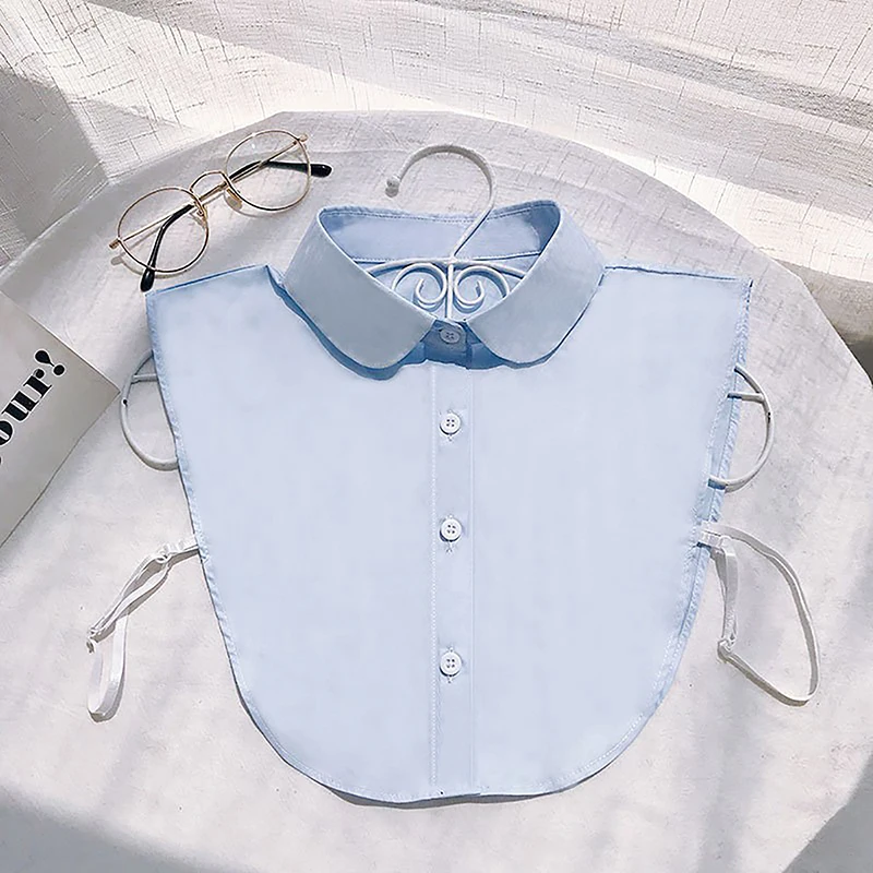 Women Cotton Fake Collar Blouse Vintage Solid Detachable Shirt Collar False Lapel Blouse Top Women Clothes Accessories