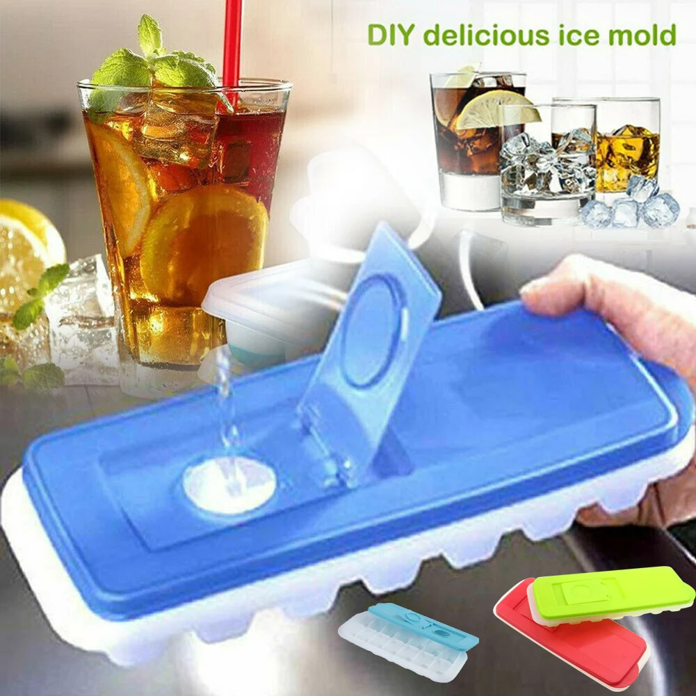 Lid and Bin Removable Ice Cube Tray Spill-Resistant Detachable Lid Ice Cube Tray for Fruit Ice Cream Soda Cocktail