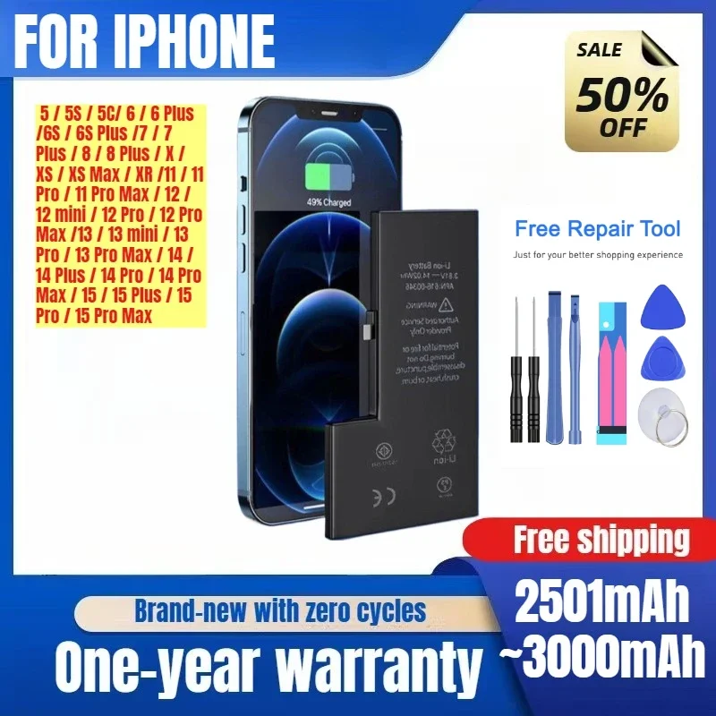 Applicable To Apple 12 Mobile Phone Battery 5/6/7/8/x/11/13 Large Capacity 13 Durable Xr/xs/8p Original  with Tools