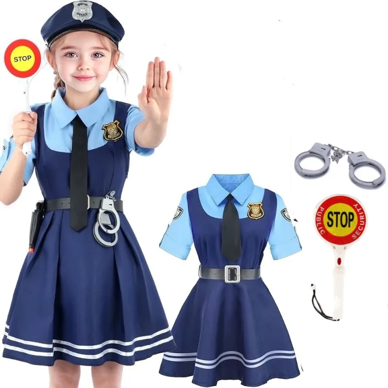 

Anime Rabbit Police Dress Belt Hat Uniform Judy Hopps Girl Dress Costume Girls Accessories Hat Tie Headwear Kid Uniform Clothing