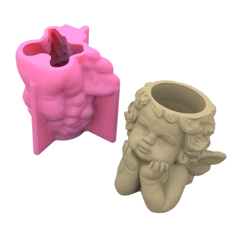 Flower Pot Mold Silicone Succulent Flowerpot Plant Vintage Mould Concrete Cement 97QE