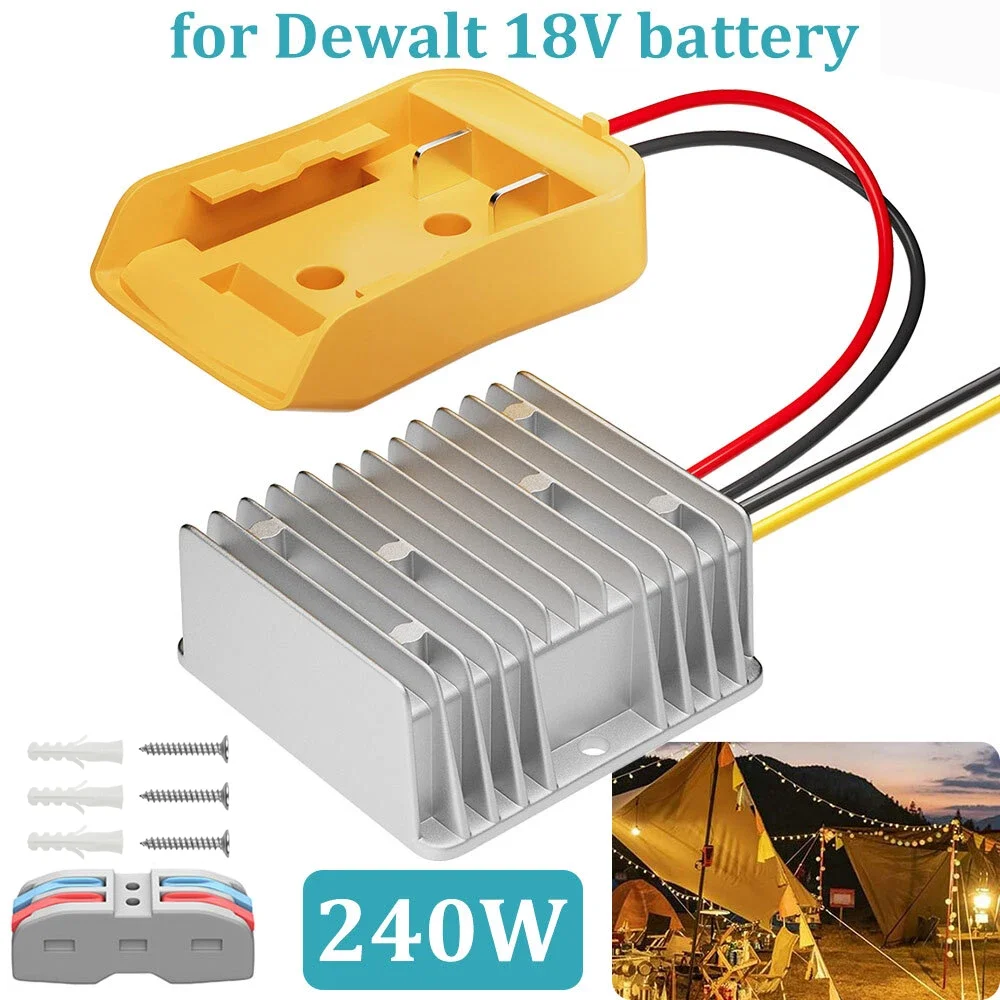 Step Down Converter for Dewalt 20V to 12V Adapter Power Wheel Battery Adapter DC 12V 20A 240W Inverter Automatic Buck Converter