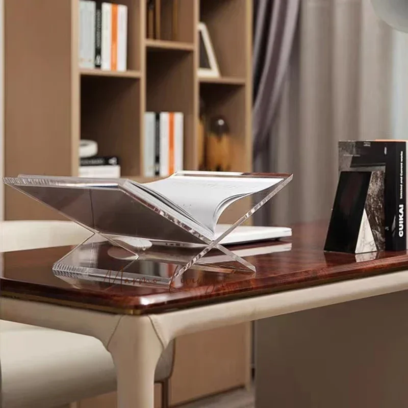 

Natural Marble Book Stand for Display and Reading Transparent Acrylic Book Holder for Art Magazines Textbooks Cookbooks Books