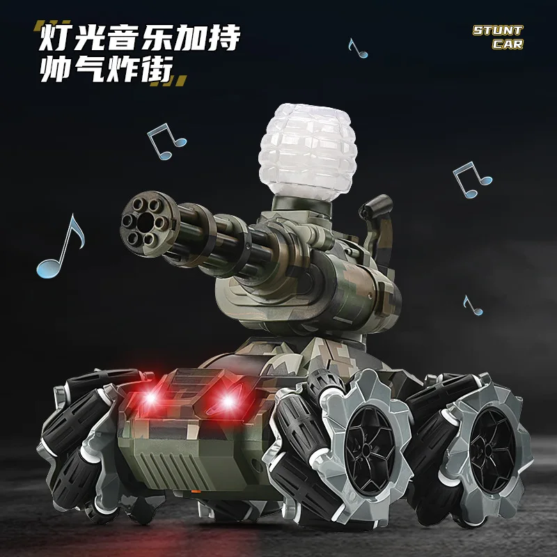 RC truck shoot bullet smoking rc tank spray fog off road remote control car with led electronic Military Model toy usb charge