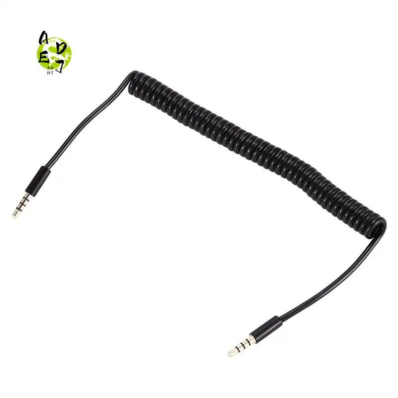 

AED7-3.5Mm Male To Male Jack 4 Pole Extension Aux Audio Coiled Spiral Cable 1.5M