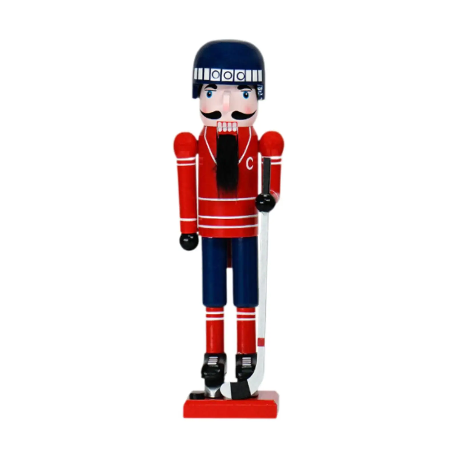 Christmas Wood Ice Hockey Sportsman Nutcracker Height 36cm Desktop Decoration for Housewarming Present Multipurpose Lightweight