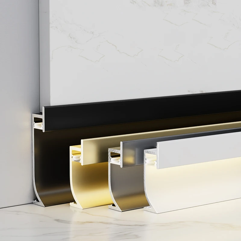 Skirting Line Led Channel Aluminum Profile Base Board Recessed Baseboard With Hidden Backlight Floor Wall Decor Bar Strip Light