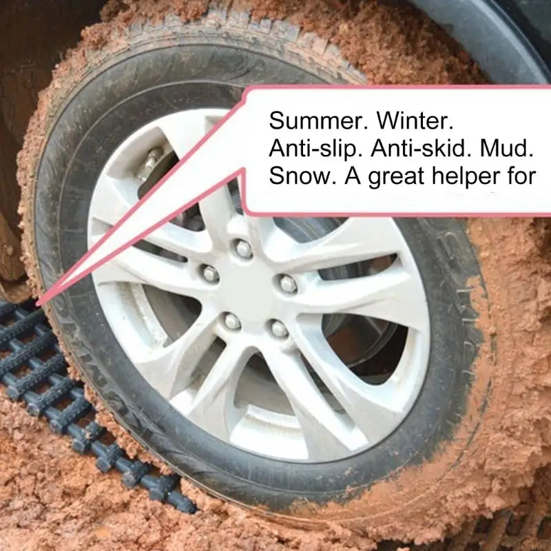 Vehicle Tire Traction Mat with Segmented Galvanized Steel Cable Design, Roll-Up Mat with Carry Handles for Cars on Snow, D7YA