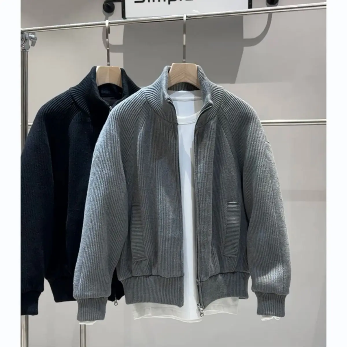 

Men's Casual Knitted Lightweight Puffer Jacket Stand Collar Slim Fit Leisure Polyester Fiber down Coat Warm Thickened Zipper