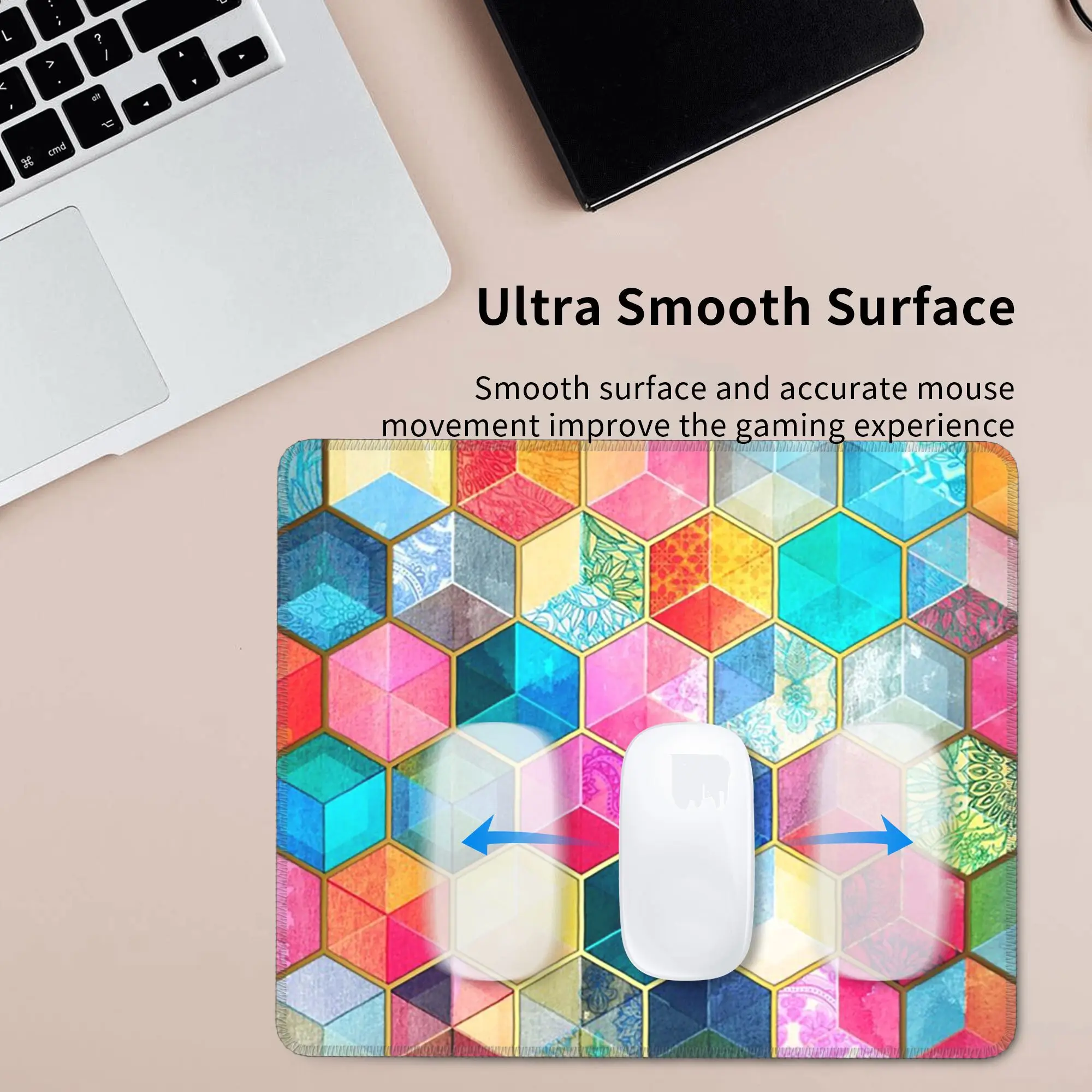 Alfombrilla de ratón con forma de cubo de panal bohemio de cristal, alfombrilla para teclado de ordenador, alfombrilla para ratón, Gaming, PC, portátil, escritorio, accesorios de oficina, alfombrillas para mesa