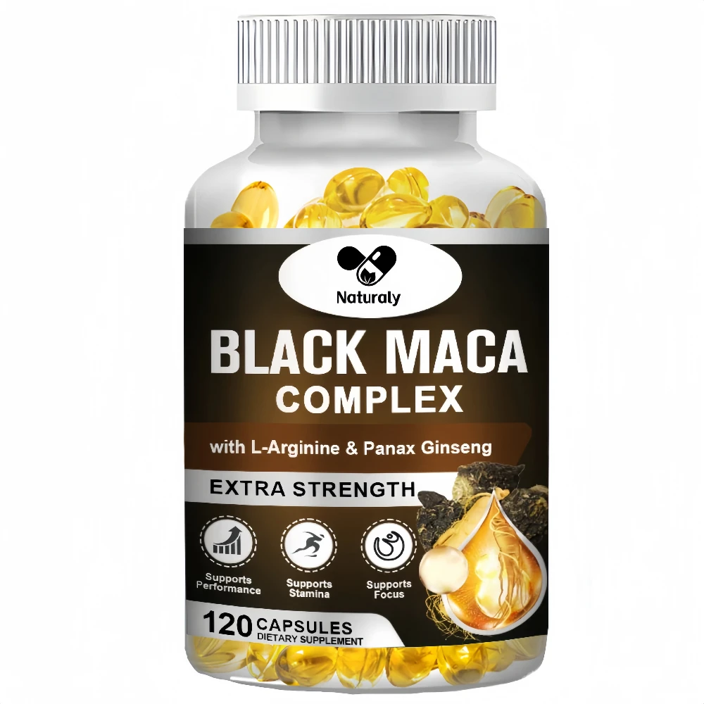 Black Maca Root Capsules, Vitality Supplement for Men with Black Pepper Extract for Absorption, Natural Maca Negra Extract