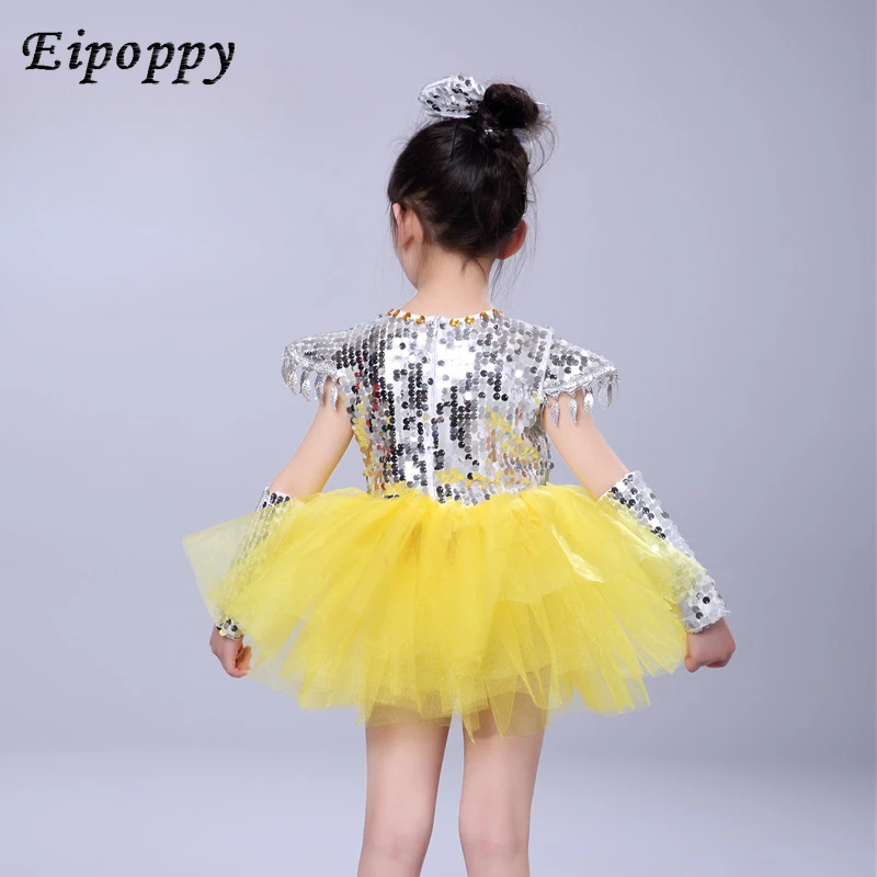 Jazz Dance Costume Girls Sequins Primary Childhood Dance Performance Costume Shawl