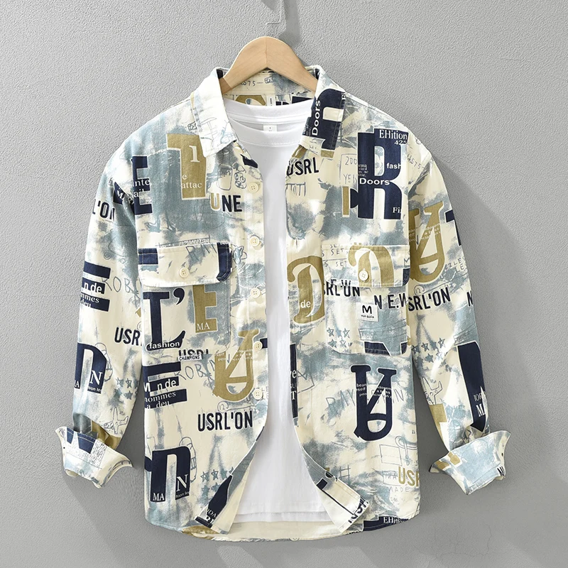 Men'S 2026 Spring 100% cotton Long Sleeve Shirt Men High-Quality Comfortable Large Size Breathable Versatile Loose Casual Jacket