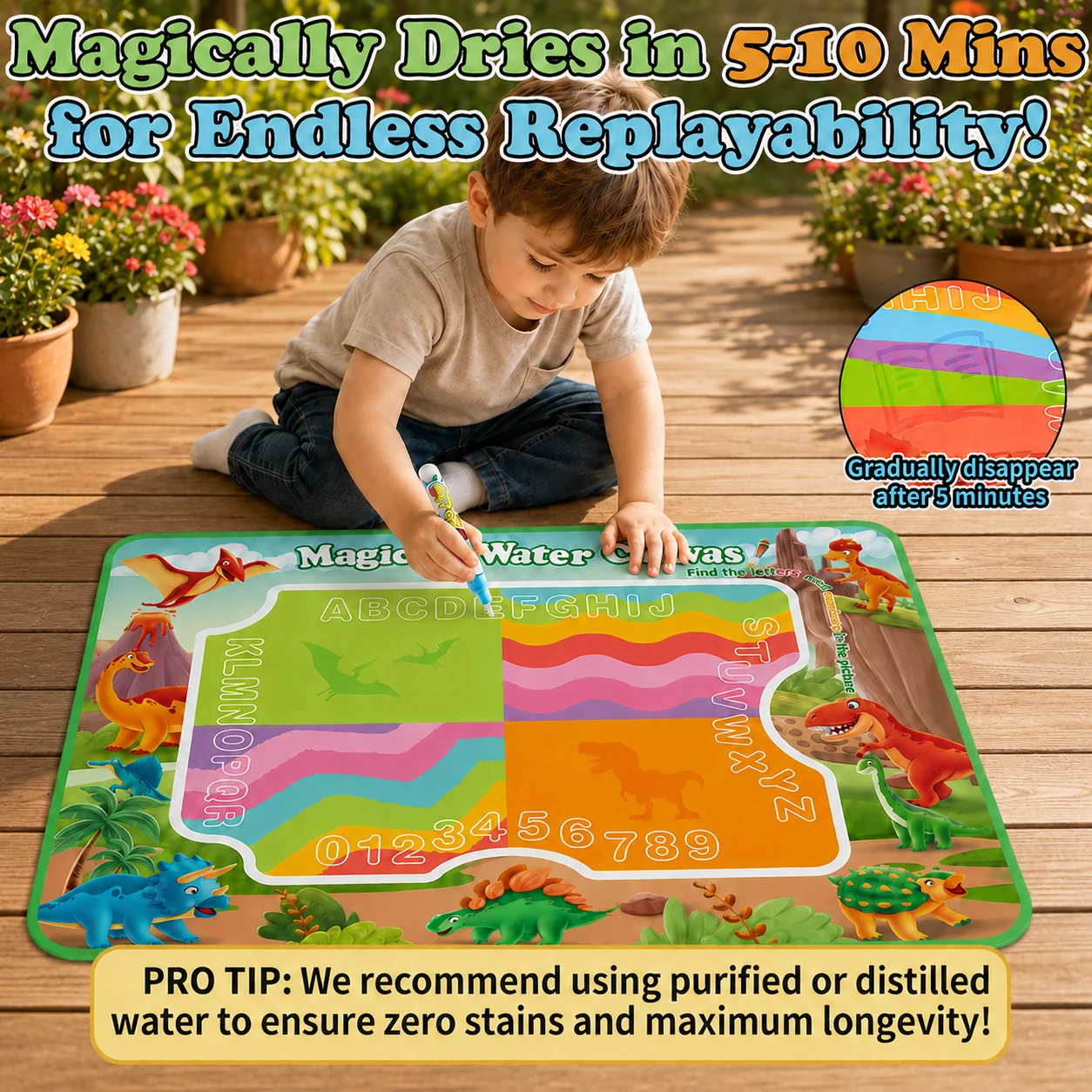 80x60cm Magic Water Drawing Mat Reusable Doodle Painting Board with Random Color Accessories, Toys for Kids Halloween Christmas