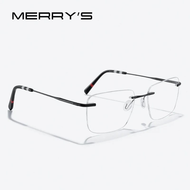 MERRYS DESIGN Titanium Alloy Rimless Glasses Frame For Men Women Square Ultralight Frameless Optical Frames Eyewear S2515