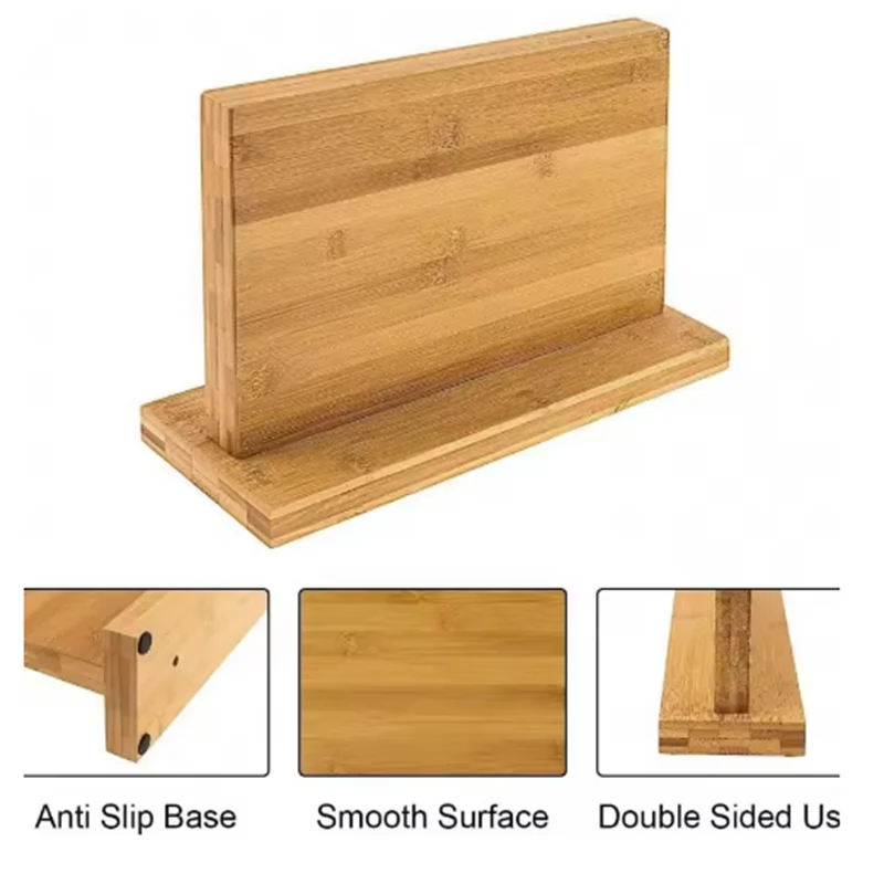 Wooden Household Use Rectangular Storage Kitchen Magnetic Knife Holder Scissors Holder Knife Organizer Knife Storage Rack