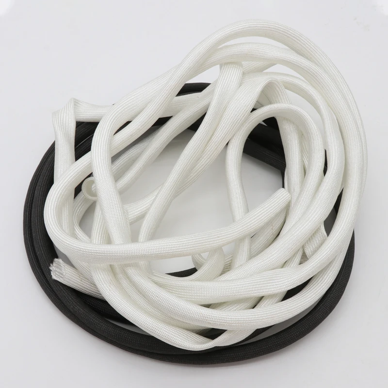 White/Black ID 1mm ~ 40mm Fiberglass Tube 600 Deg.C High Temperature Chemical Glass Fiber Braided Sleeve Wire Pipe Protector