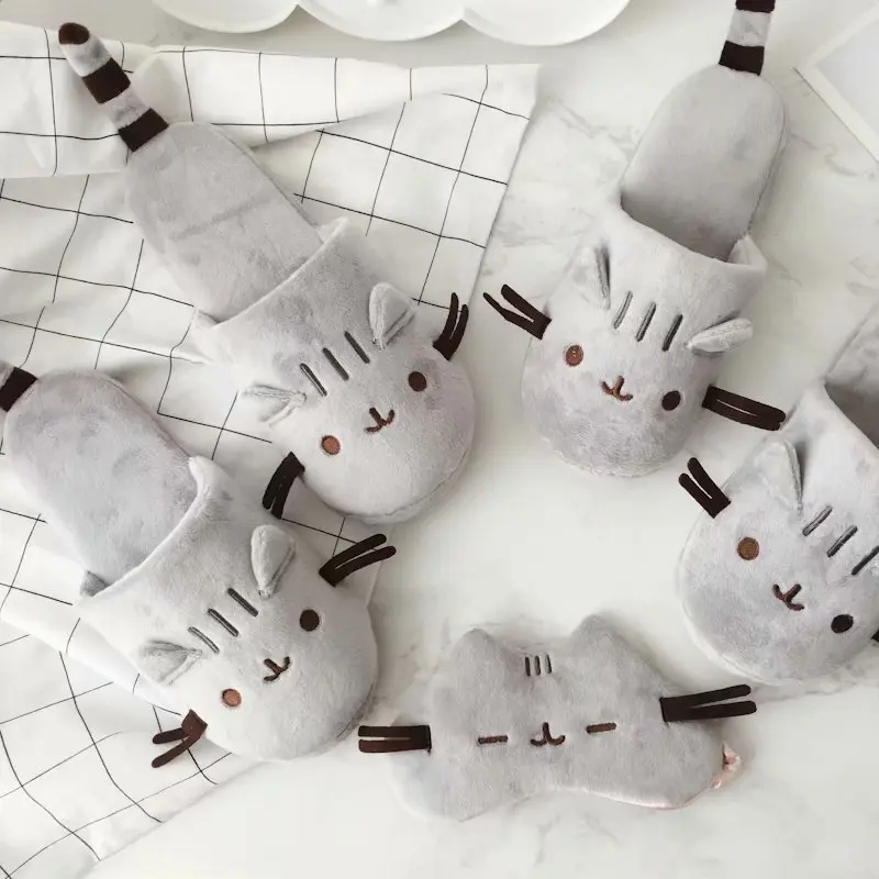 

Плюшевые домашние тапочки с милым мультяшным котом для мужчин и женщин, домашние хлопковые тапочки для пар, удобная домашняя обувь