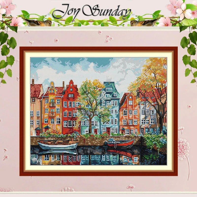 Copenhagen Scenery Patterns Counted Cross Stitch Set DIY 11CT 14CT 16CT Stamped DMC Cross-stitch Kit Embroidery Needlework Gifts