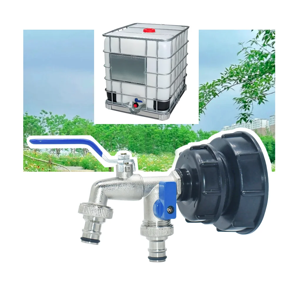 

IBC Water Tank Tap Adapter 100mm 80mm S60 to 16mm Nipple 2way tap Valve Water Hose Connector Hose Fittings