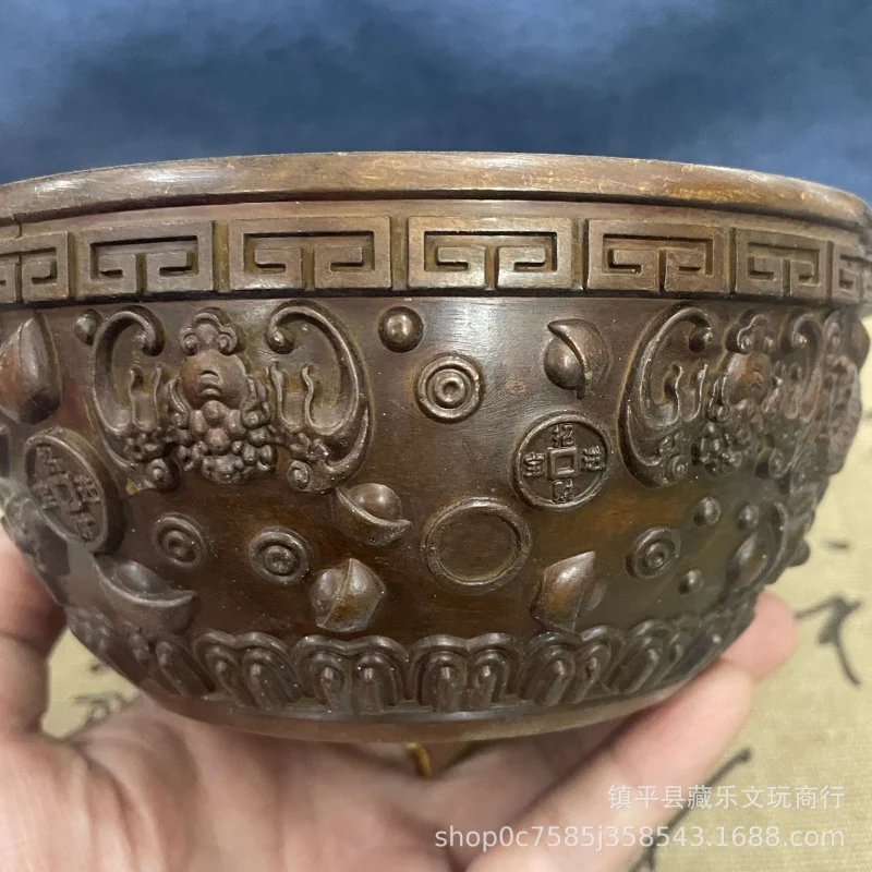 Articles de décoration intérieure de style antique : Cinq bénédictions pour la maison, attirant la richesse et les trésors, bol de prospérité