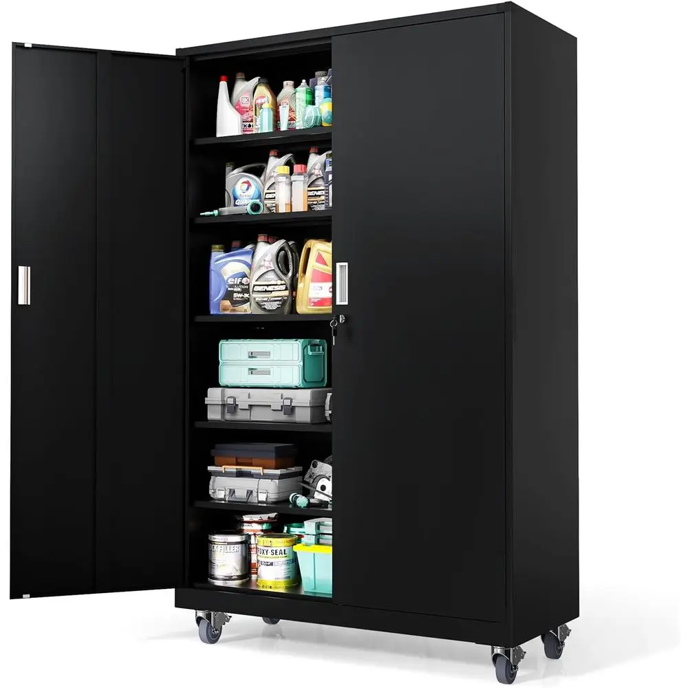 

Extra-Large Metal Storage Cabinet with 2 Doors, 5 Shelves, Enhanced Dimensions, 43W x 20D x 72H, Heavy-Duty Garage Cabinet with