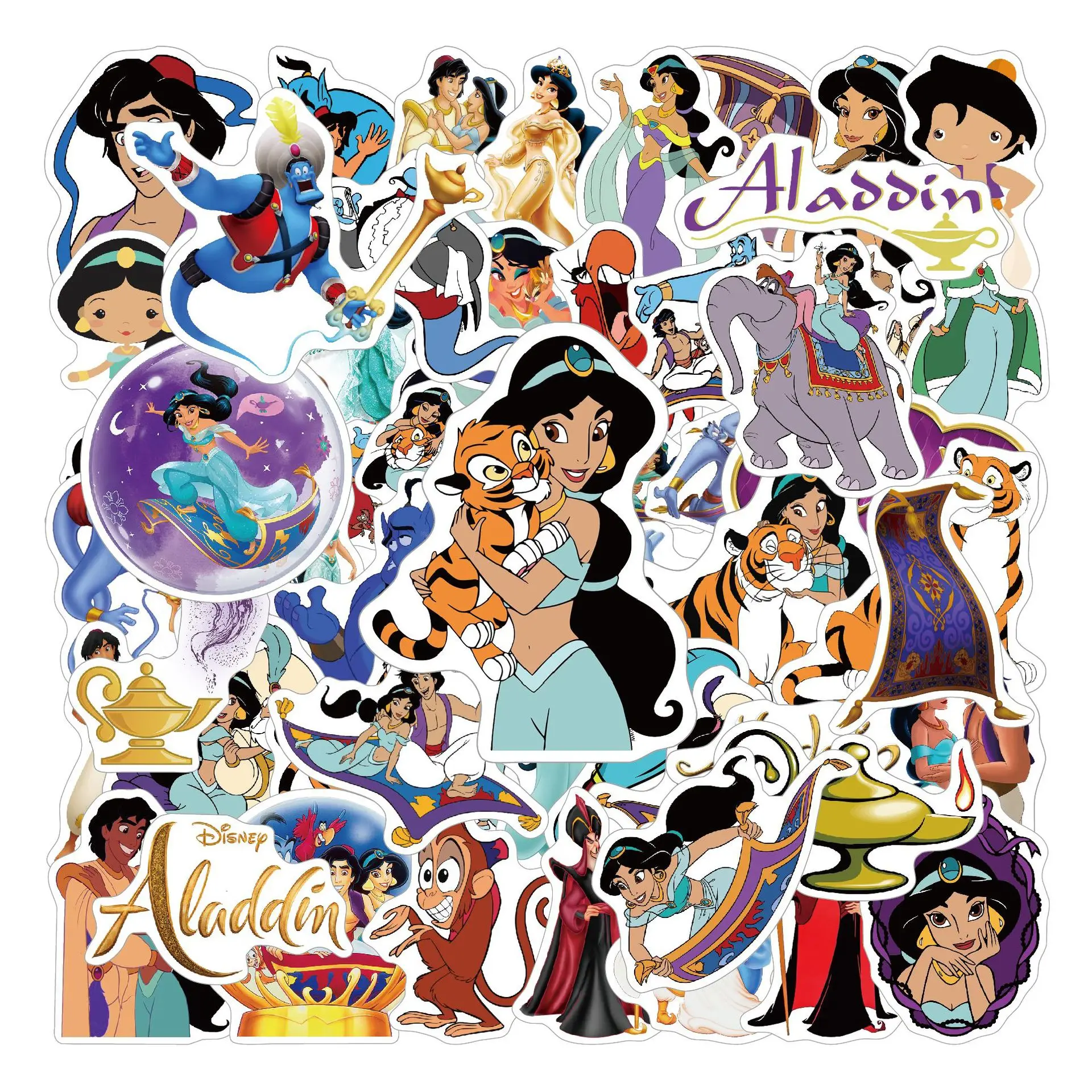 10/30/54 قطعة الكرتون علاء الدين الياسمين ديزني الأميرة ملصق DIY بها بنفسك الهاتف المحمول الأمتعة سكيت الكتابة على الجدران الشارات متعة للطفل #2