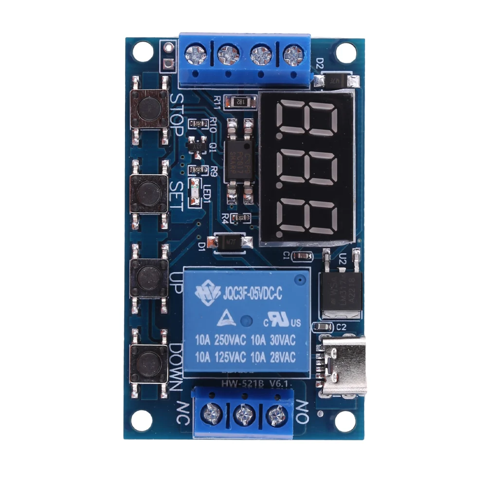 1 Channel Programmable Relay Board 4 Button Cycle Timer Delay Trigger Disconnect Module with LED Display Electronic Components