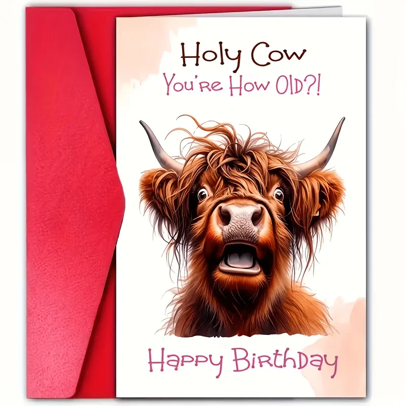 1 Adorable Cow Birthday Surprise Greeting Card with Envelope, a High-quality Birthday Decoration for Family, Sons, and Daughters