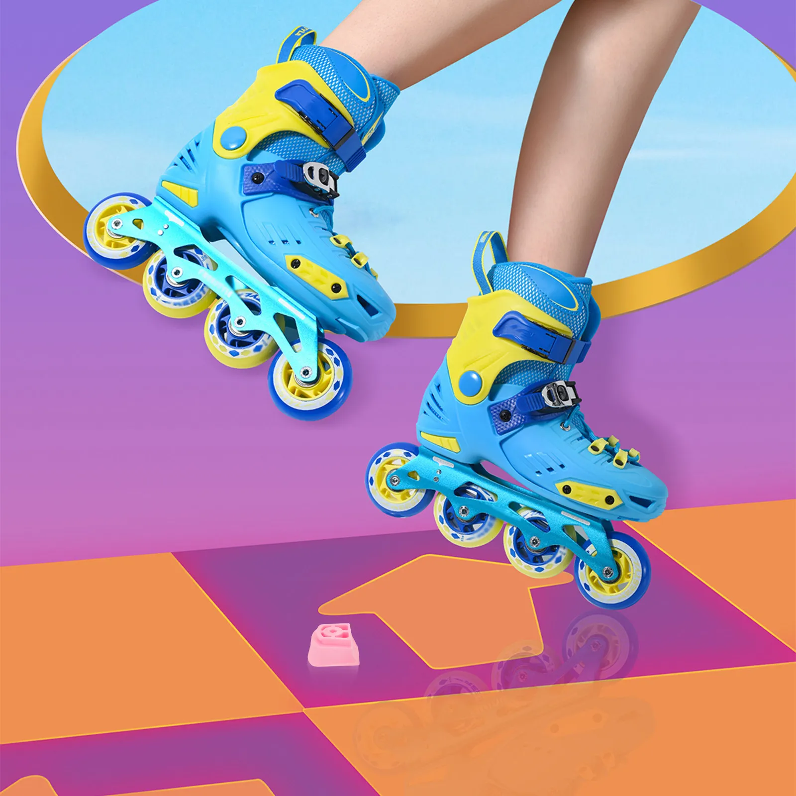 

Kids Inline Skates Brake Pad Replacement Toe Stops High Grip Anti-Slip Easy Install Roller Skate Brake Block Stable Performance