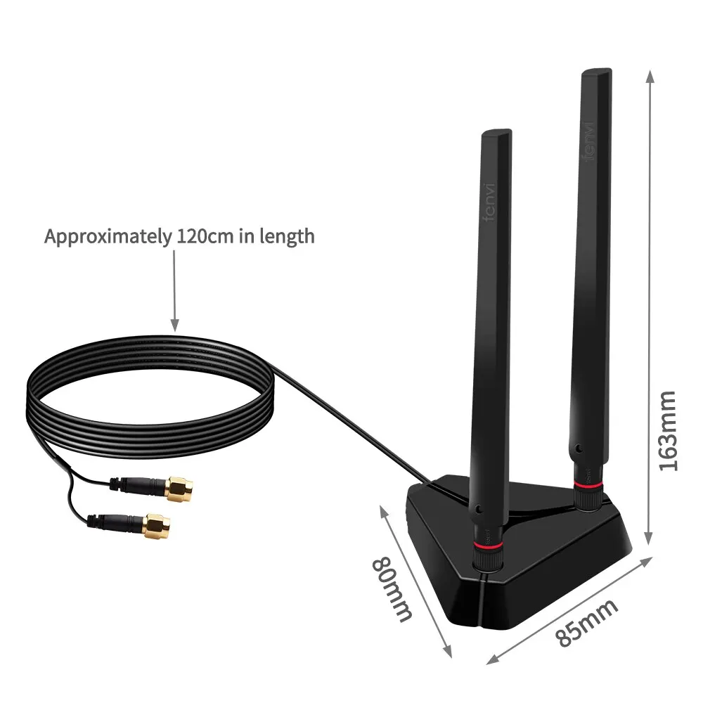 FENVI Extended Base Antenna High Gain Dual Band 2.4G/5Ghz For AX210 AX200 9260 WiFi Card Desktop PCIe Adapter Wireless Router AP