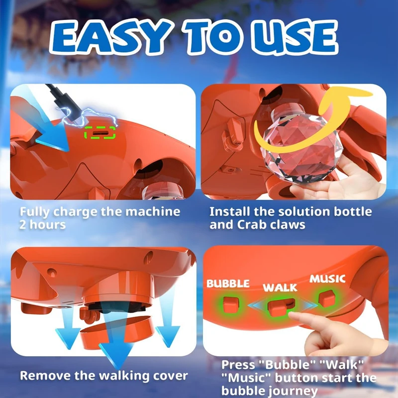 Creeping Crab Bubble Machine With LED And Music Automatic Sensing Obstacle Avoidance Electric Bubble Blowing Children's Toy