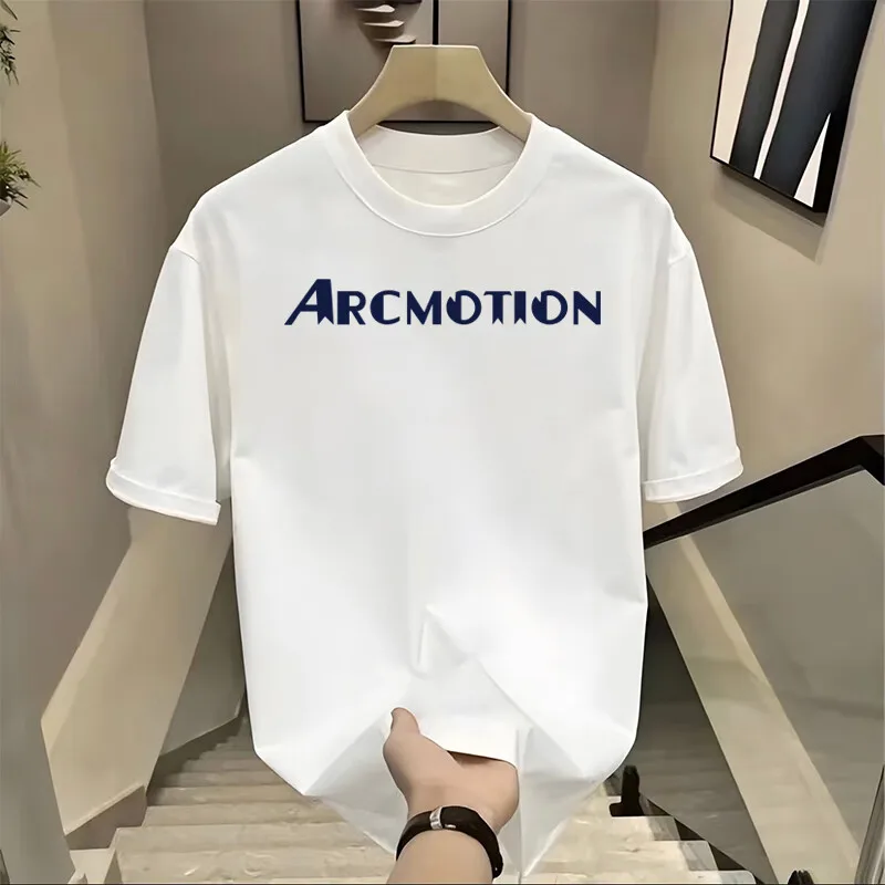 

2025 New Mens Cotton Short Sleeve T-Shirt Printing Trend Versatile Personality Casual Crew Neck Half Sleeve Top
