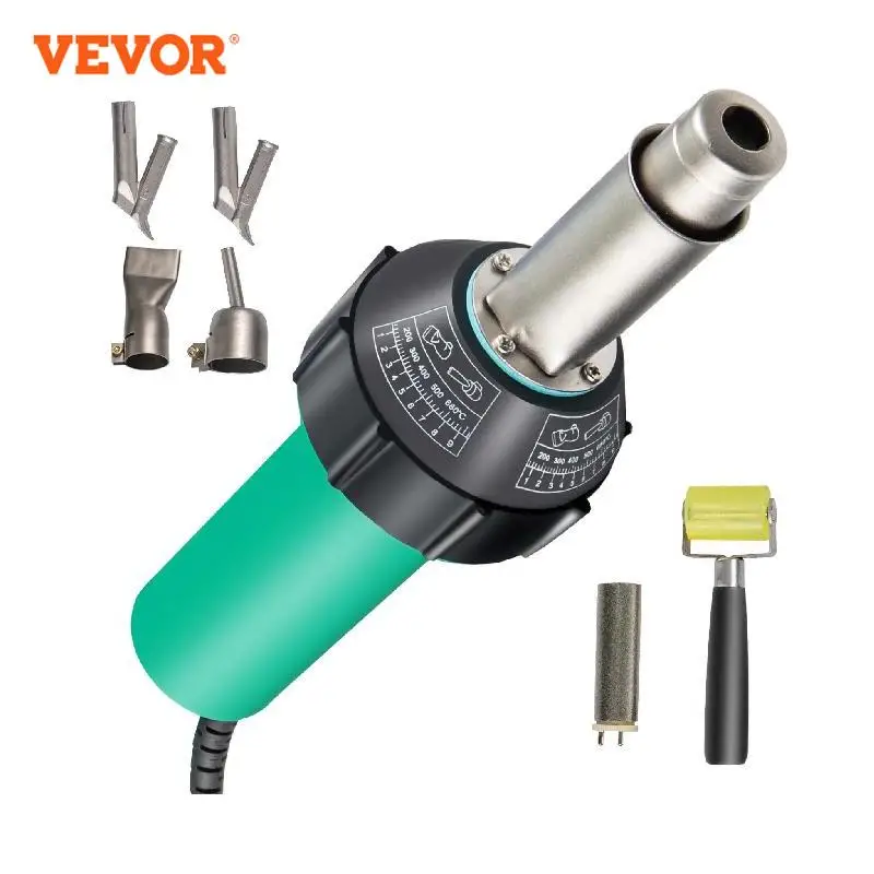 VEVOR 1600W Plastic Welding Gun Hot Air Torch Palstic Welder Kit W/ 4/6/8 PCS Replacement Nozzles for PVC PP PE Pipe Vinyl Floor