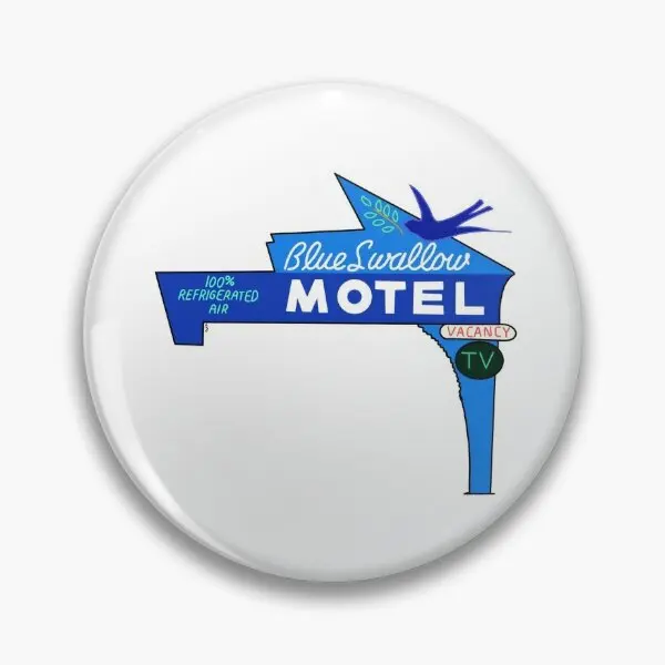 Blue Swallow Motel Sign  Soft Button Pin Hat Creative Badge Funny Clothes Collar Lapel Pin Gift Cute Fashion Lover Jewelry Metal