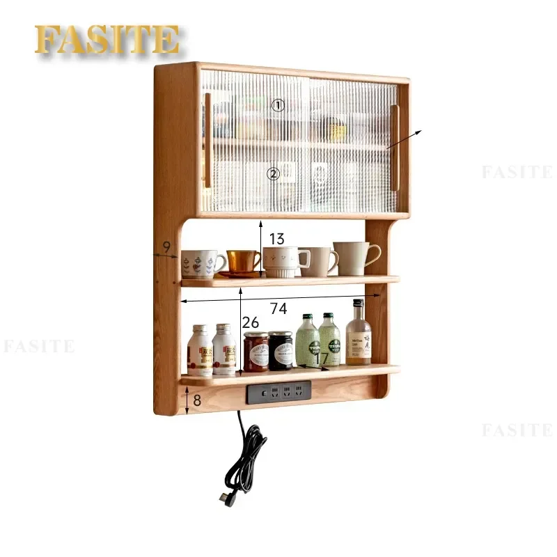 For Solid Wood Wall Mounted Suspension Cabinet Dining Sideboard Integrated Table Small Household Hanging Locker Space Saving
