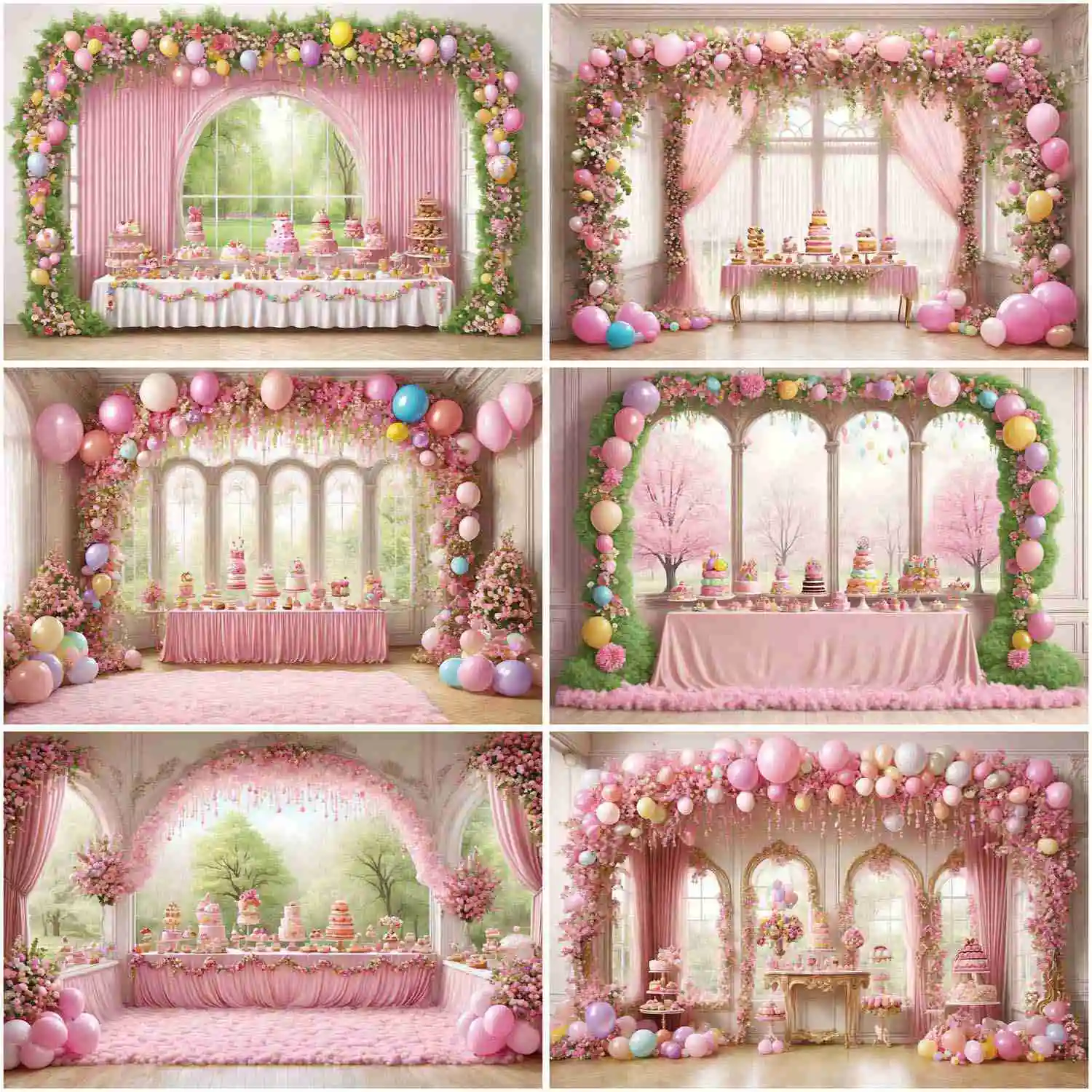 

MOON.QG Baby Shower Deco Photo Background Children's Birthday Party Photography Backdrop Arch Drapes Candyland Garland Photocall