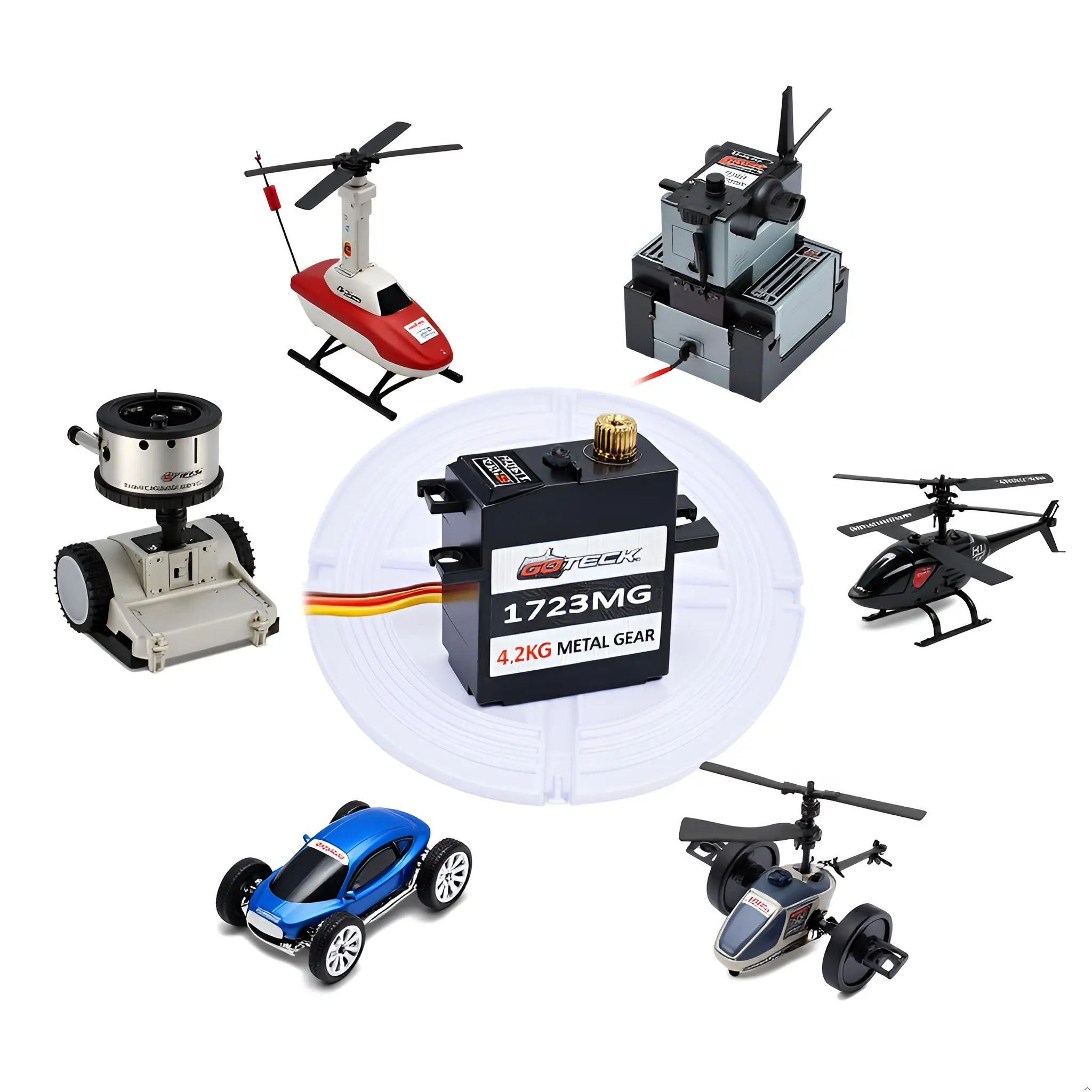 GOTECK 2 SZT. 17g Serwo Cyfrowe z Pełnym Metalowym Przekładnią do Samochodów RC, Samolotów, Helikopterów, Robotów, Zabawek z Dźwignią Serwa 25T