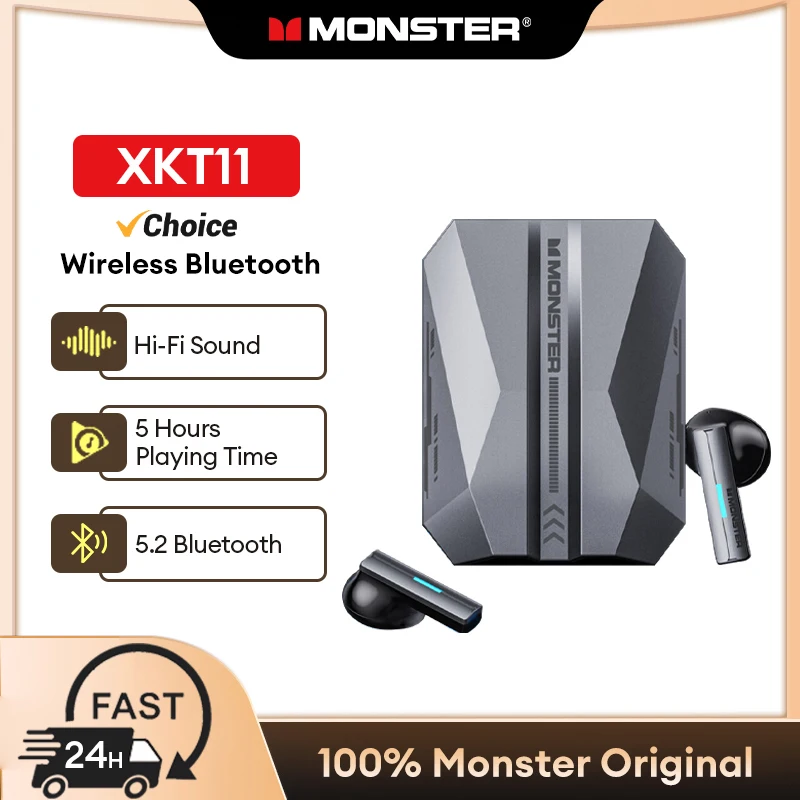 Original Monster XKT11 Robot Design Wireless Bluetooth Headphones Gaming Low Latency Earphones Noise Reduction HD Call Headset