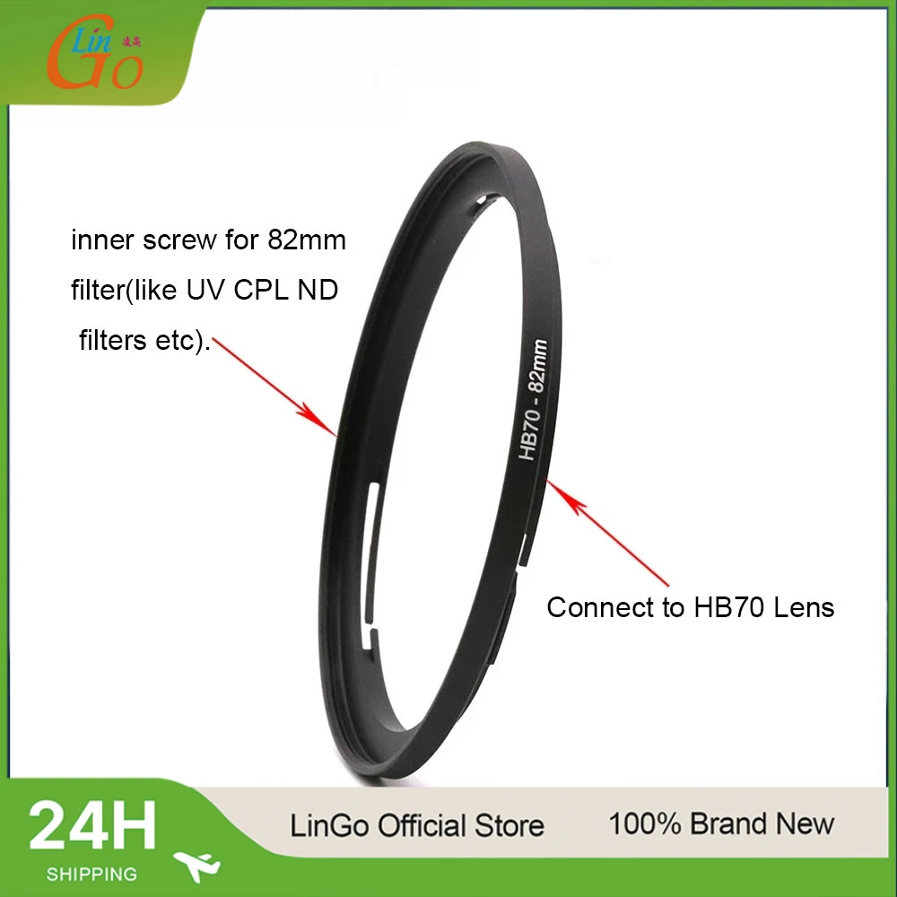LinGo 70-72 77 82mm Lens Filter Adapter Ring Step Up Metal Ring For Hasselblad UV ND CPL Camera Lens Hood