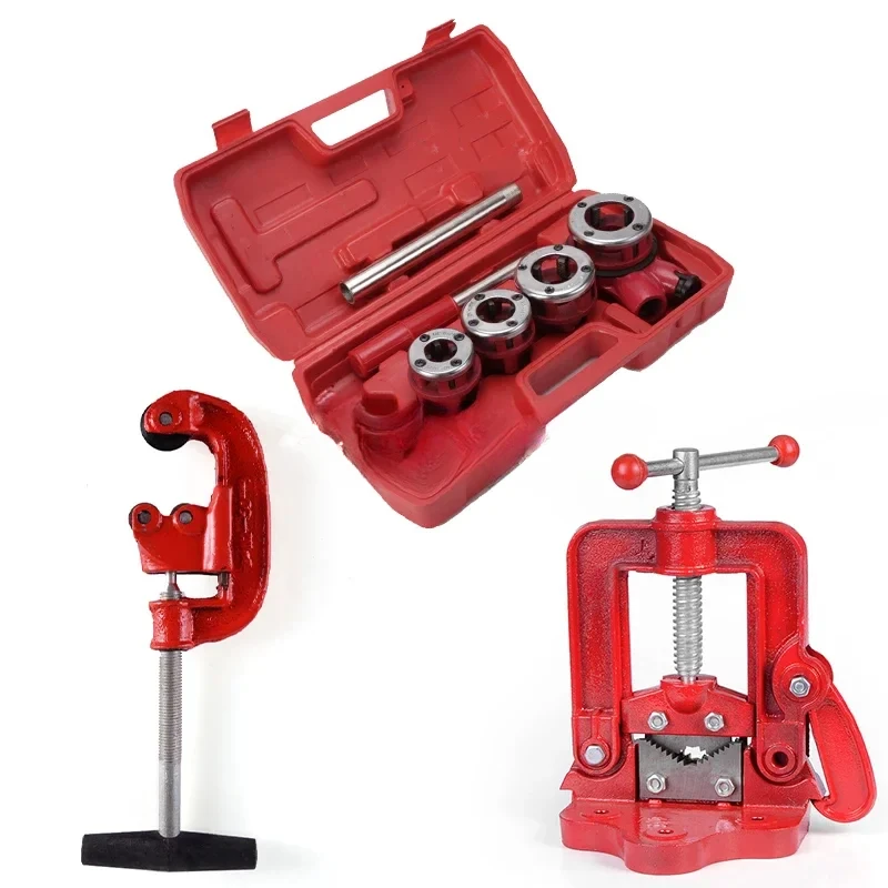 4 Points--1.2 inch Durable Screw Threading Machine Manual Threading Machine Water Pipe hinge twist plate die threading kit