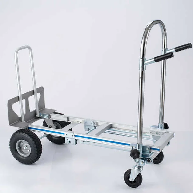 Uni-Silent 250kgs Heavy Duty Utility Hand Truck 3 in 1 Industrial Foldable Push Cart 4 Wheels Platform Folding Trolley FHT250B