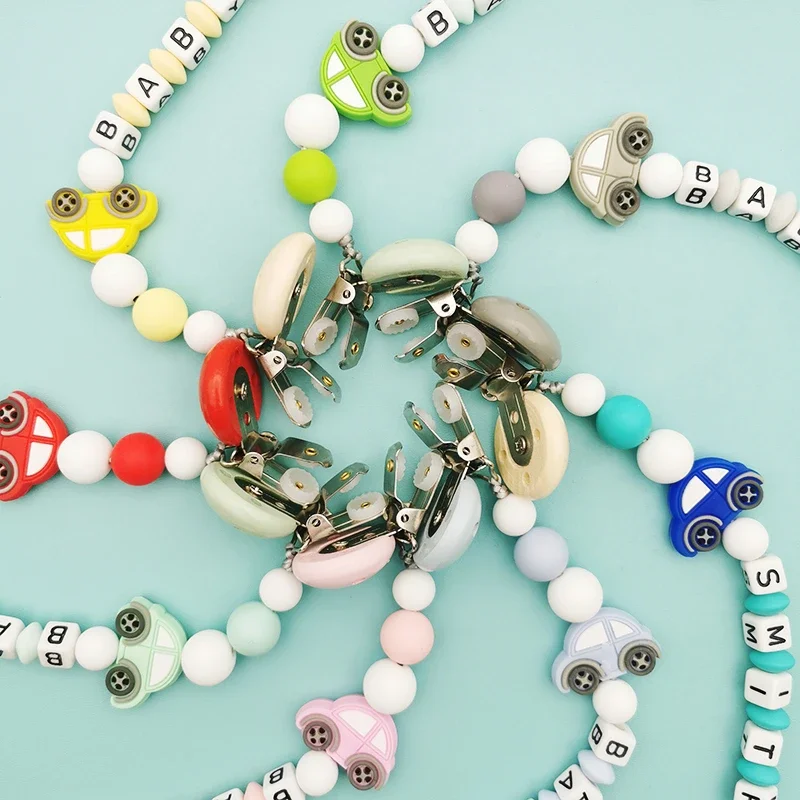 Produced by Baby Family Personalized Name Handmade Silicone Pacifier Chains  Eco-friendly Pacifier Clips Holder Chain kawaii