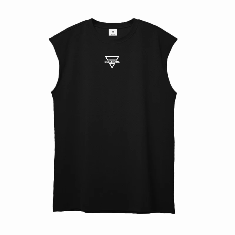 Summer Muscular Man Sleeveless T-Shirt Gym Fitness Workout Tank Tops Bodybuilding Breathable Loose Basketball Sports Men’s Top