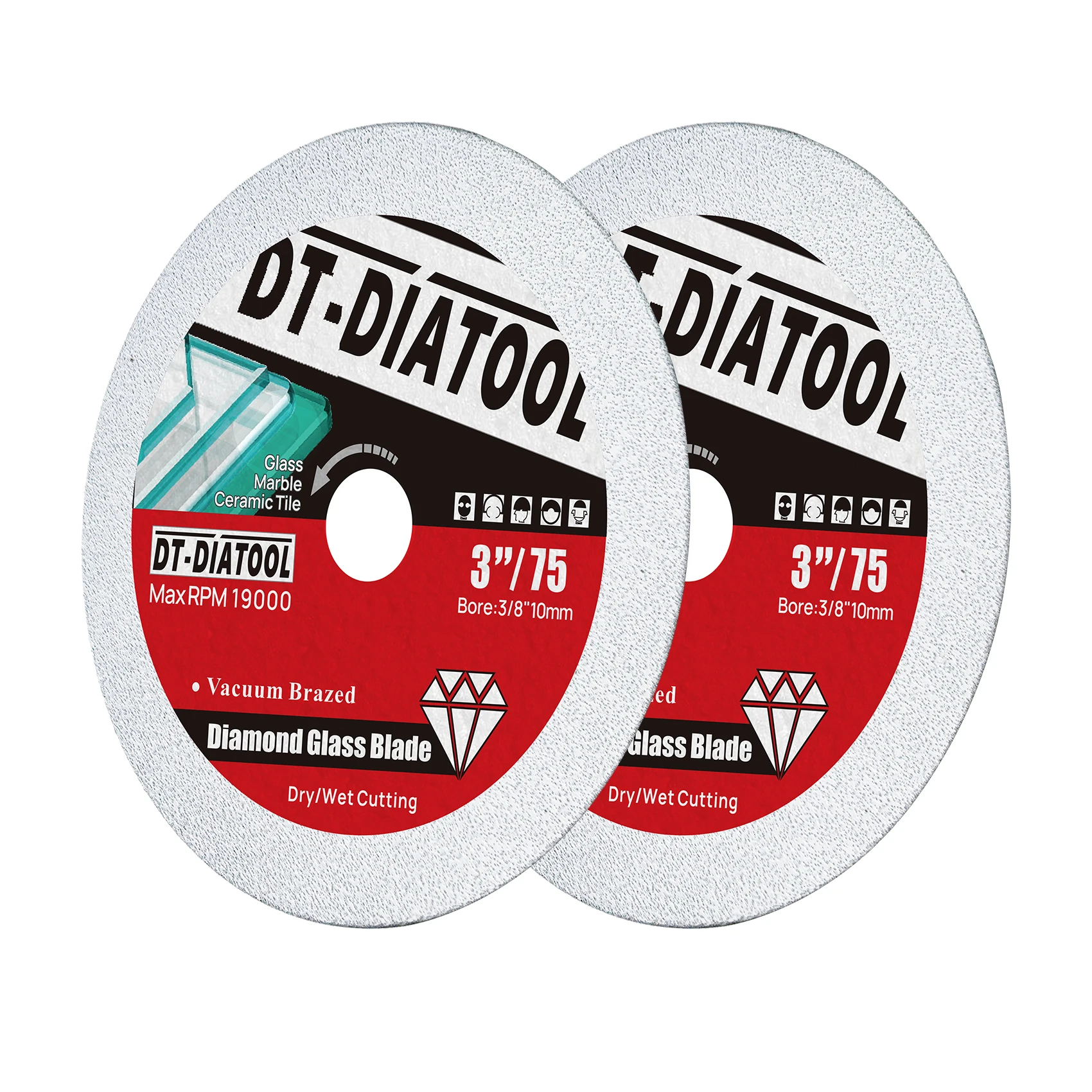 Dt-diatool 1 buah pisau gergaji berlian, alat tangan ubin marmer giok kaca pemotong pelat Mini 3 inci 75mm