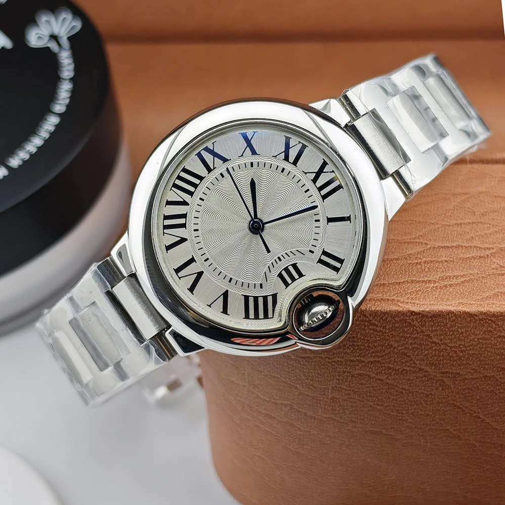 Balão azul nh05 relógio feminino 33mm logotipo personalizado relógio de aço inoxidável adequado para relógio de movimento nh05