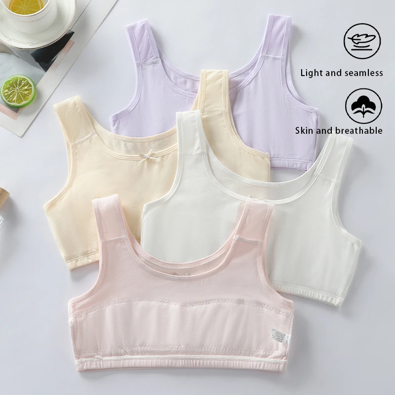 Girls' developmental period underwear, vest, anti protrusion point, breathable, primary school students, girls, strapless, middl